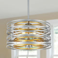 12.6in Drum Pendant Light Fixture - Retro Silver with Gold Interior