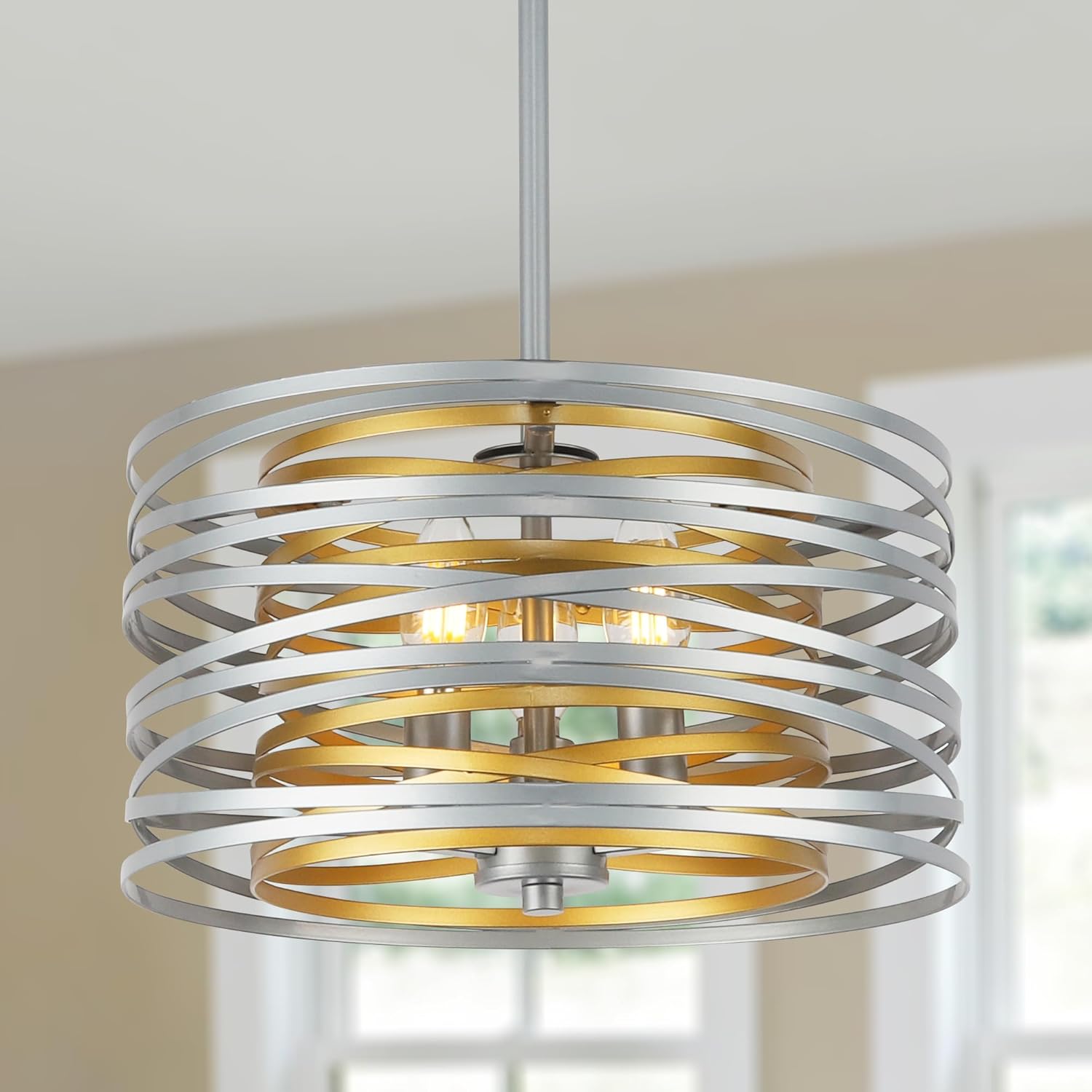 12.6 in Retro Drum Pendant Light Fixture for Modern Spaces