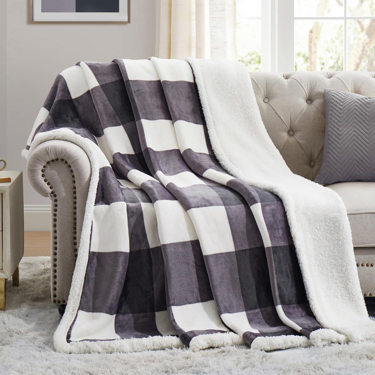 PU MEI Sherpa Blanket Fleece Throw for Cozy Warmth and Style