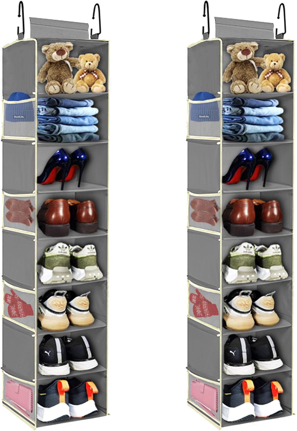 Large-Sized Hanging Shoe Organizer with 8 Shelves and Pockets