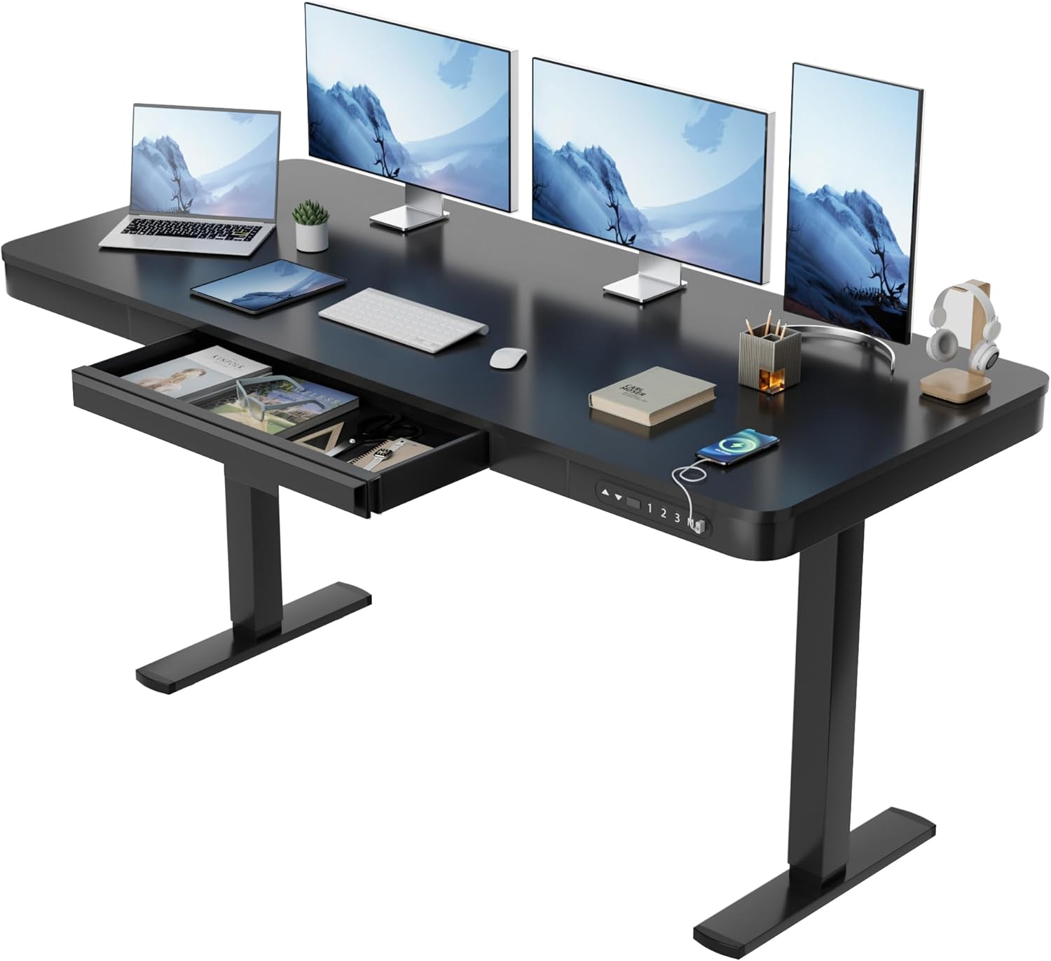 Height-Adjustable Furmax Standing Desk with USB Ports