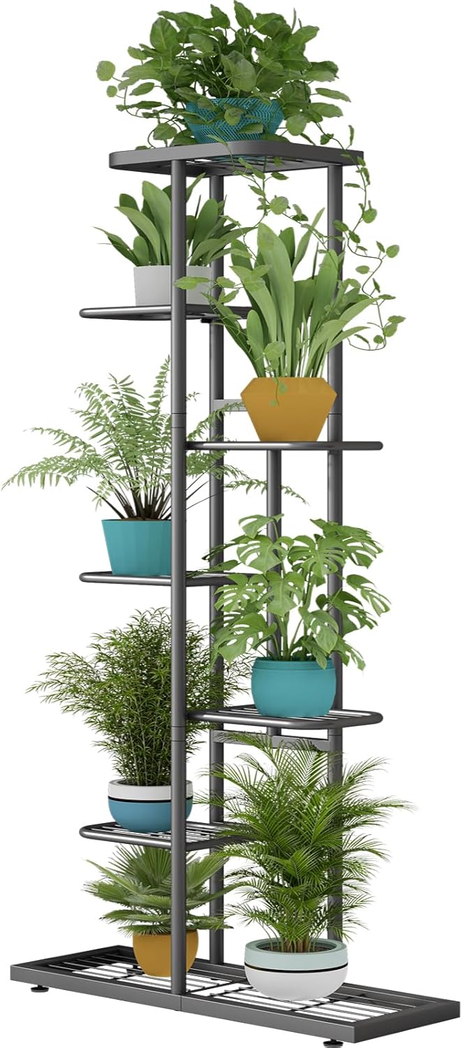 LINZINAR 7 Tier Metal Plant Stand for Indoor and Outdoor Use