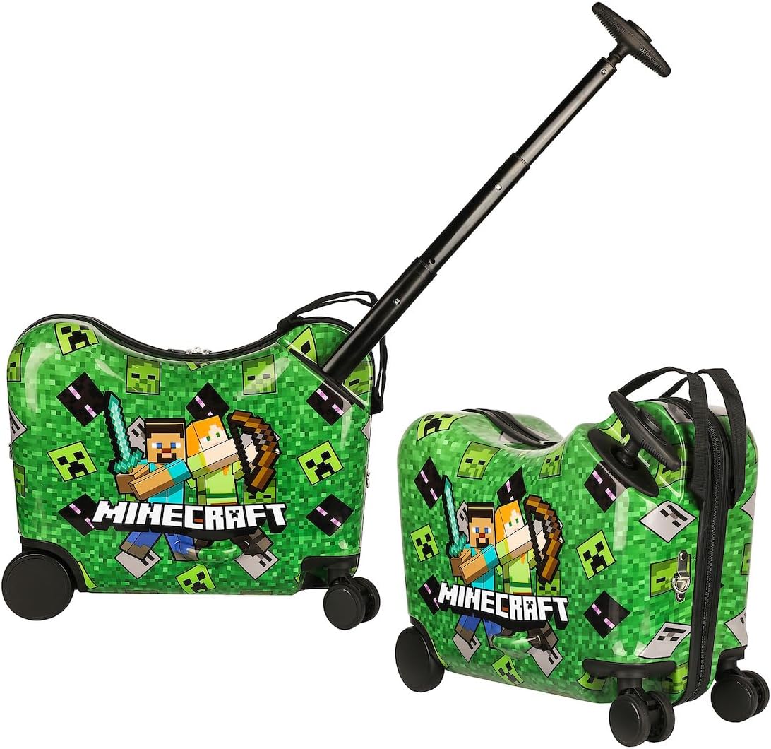 Bioworld Minecraft Steve & Alex Green 15in Ride-On Luggage