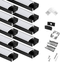 10-Pack 6.6ft U Shape Black LED Aluminum Channel System - Diffused