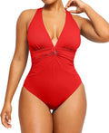 One Piece Tummy Control Swimsuit V Neck - Slimming Ruched Fit