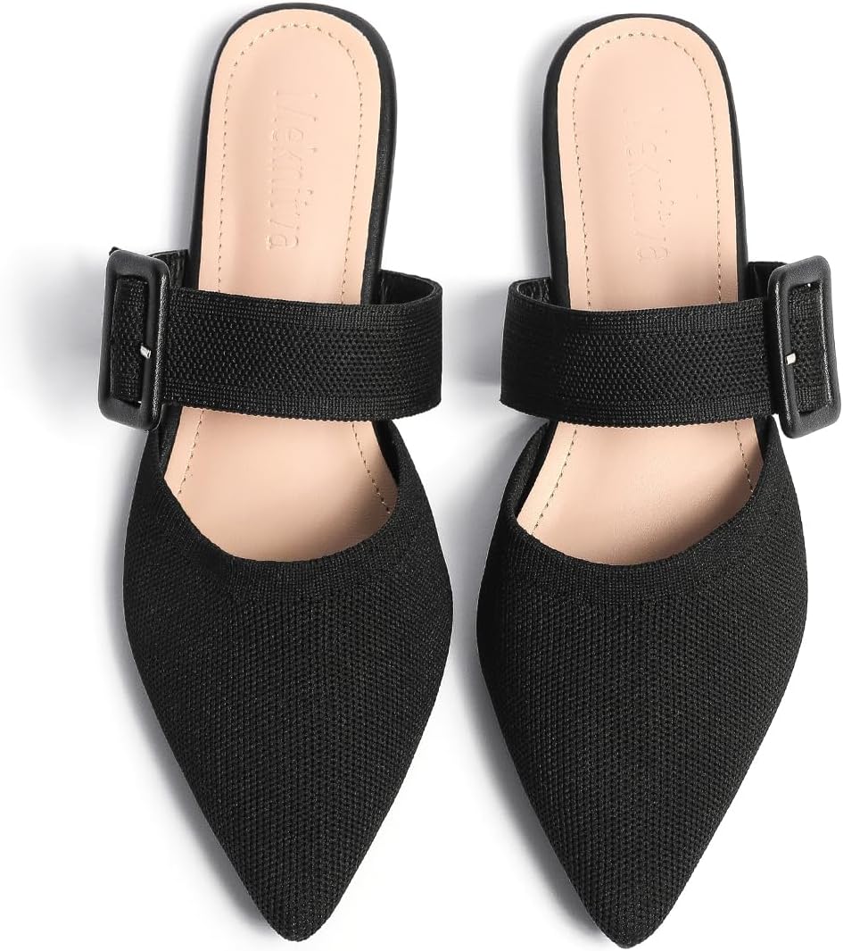 Pointed Toe Mules for Women Flats Slip On Backless Comfort