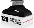 HOUSE DAY Black Velvet Hangers 120 Pack - Slim Non Slip Closet Hangers