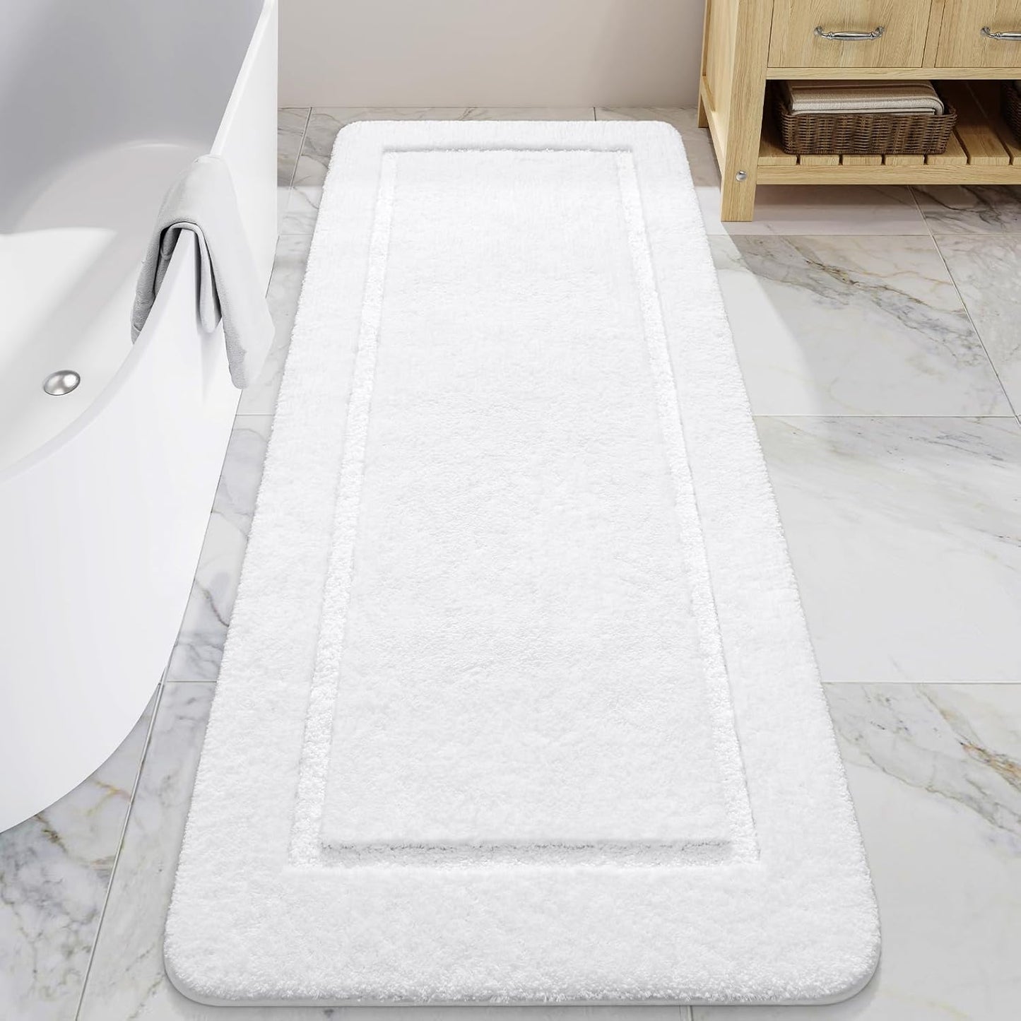 LOCHAS 24in x 60in Long Bath Rug - Soft Non Slip Bathroom Runner