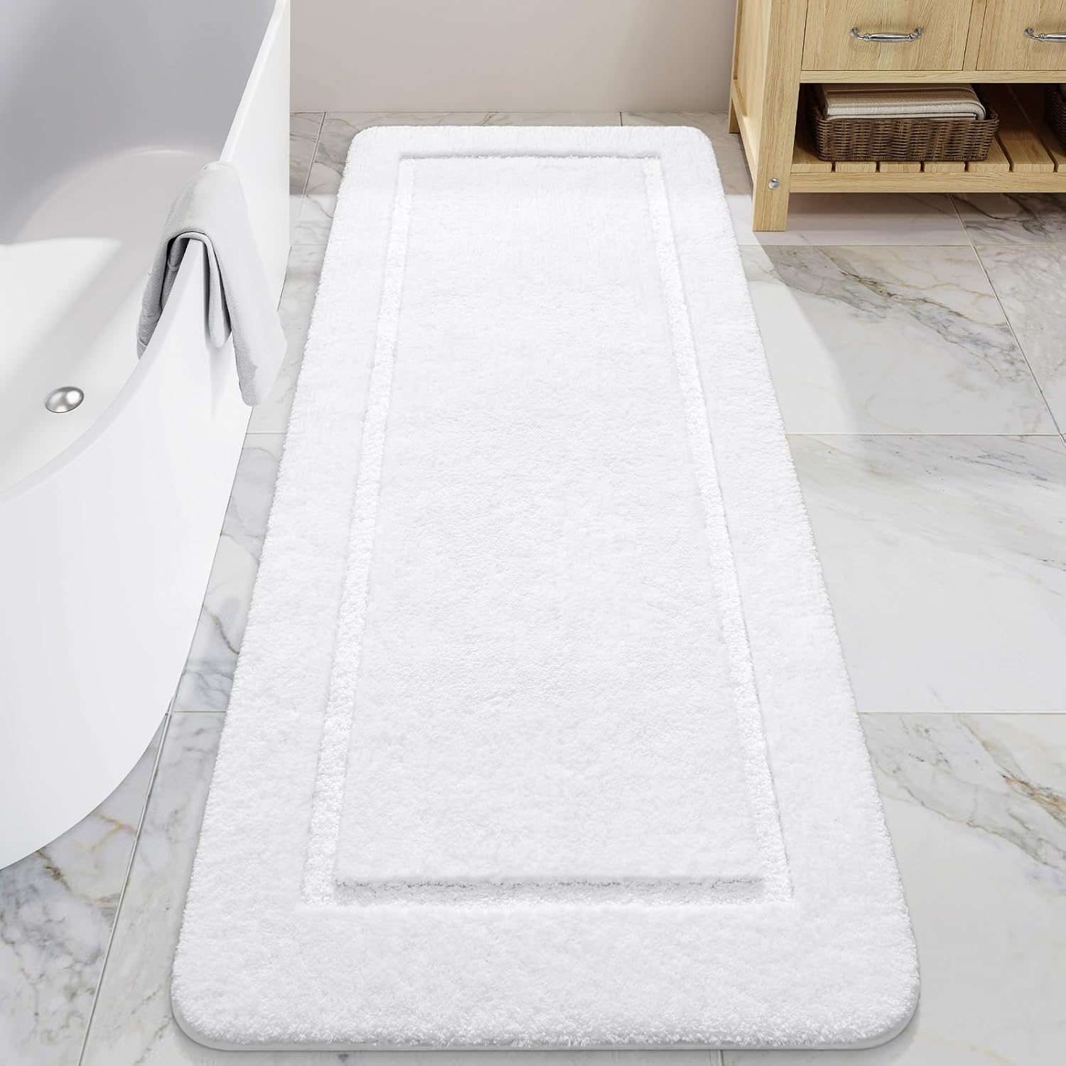 LOCHAS 24in x 60in Long Bath Rug - Soft Non Slip Bathroom Runner