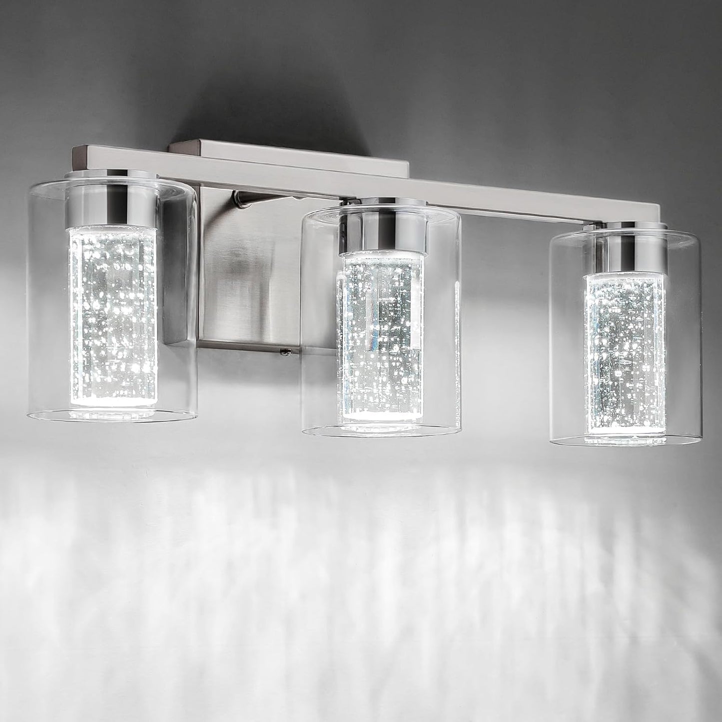 SineRise 3-Light Brushed Nickel Vanity Light with Color Modes
