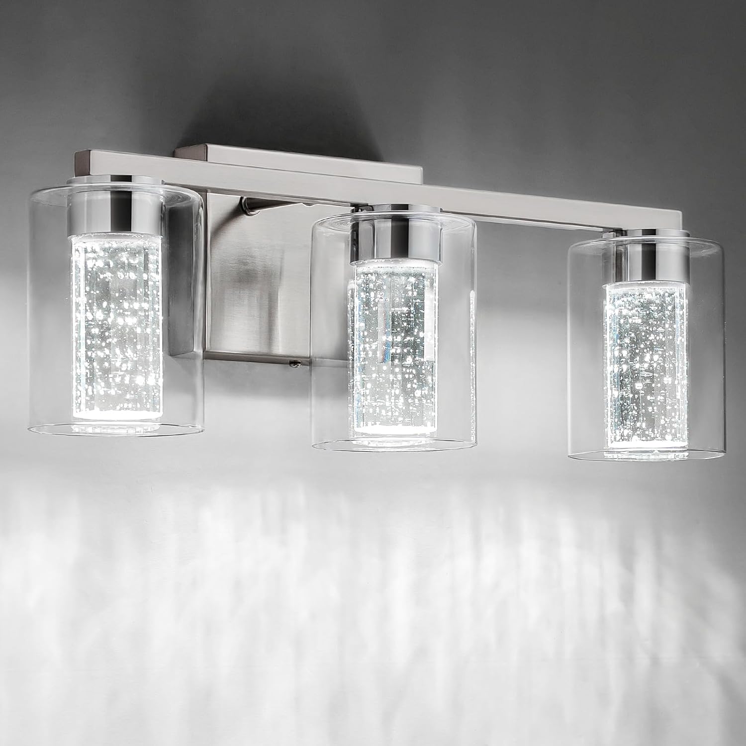 SineRise 3-Light Brushed Nickel Vanity Light with Color Modes