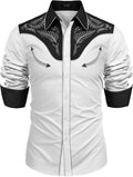 Western Cowboy Shirt for Men - Embroidered Long Sleeve Button Down