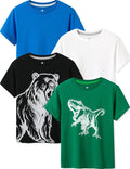 LAPASA Kids T-Shirts Short Sleeve 100% Cotton 4-Pack - Soft, Durable