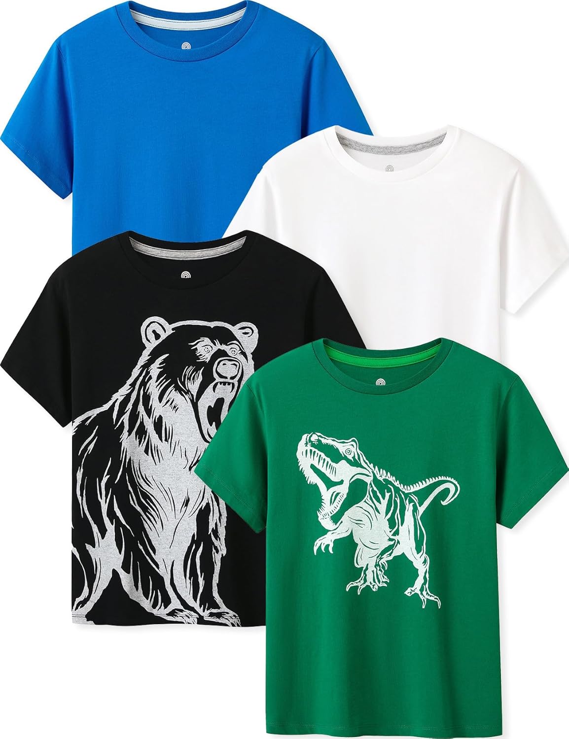 LAPASA Kids T-Shirts Short Sleeve 4 Pack for All Seasons