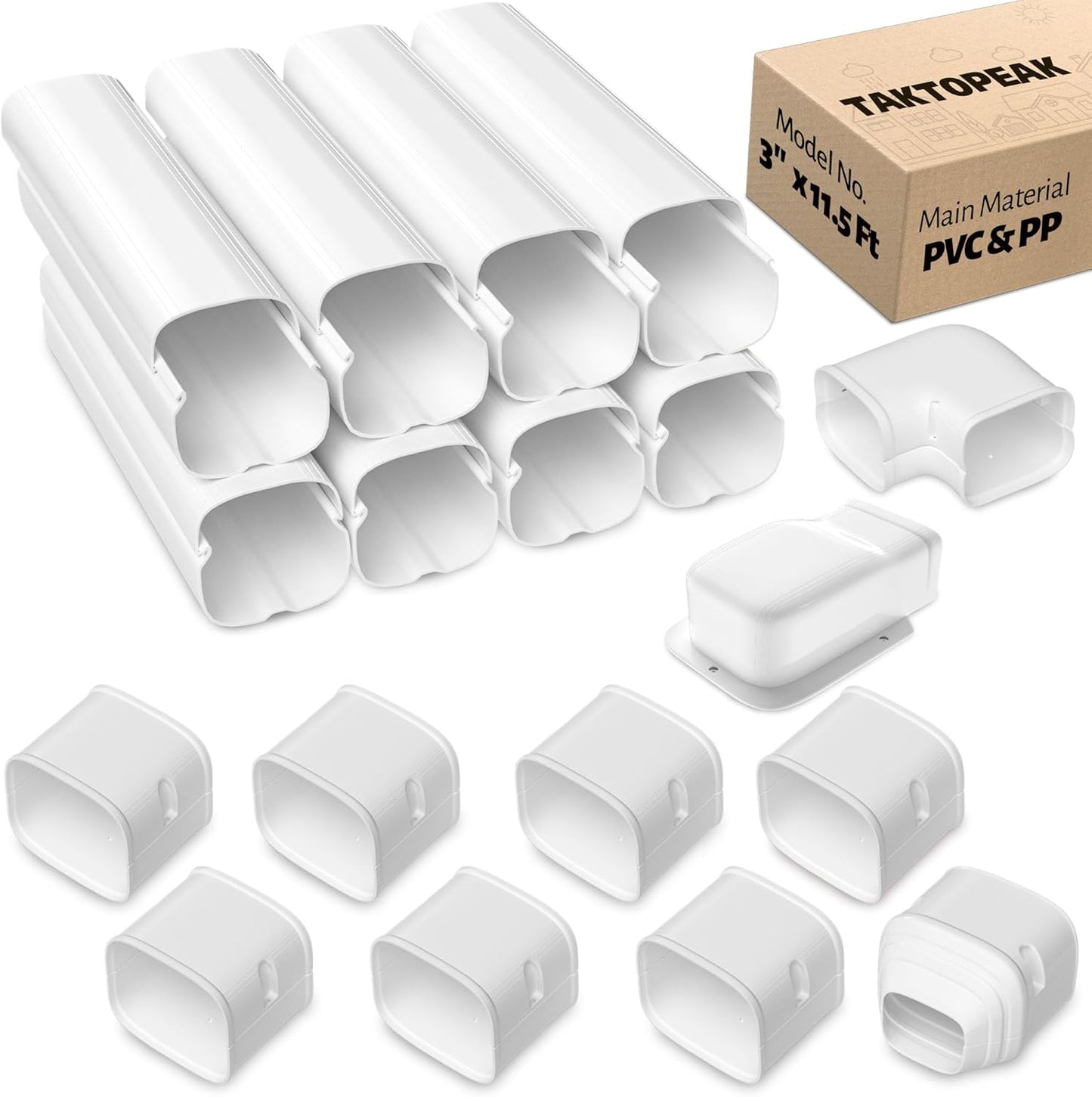 Hide & Protect Your Mini Split AC with 11.5 Ft Line Cover by TAKTOPEAK