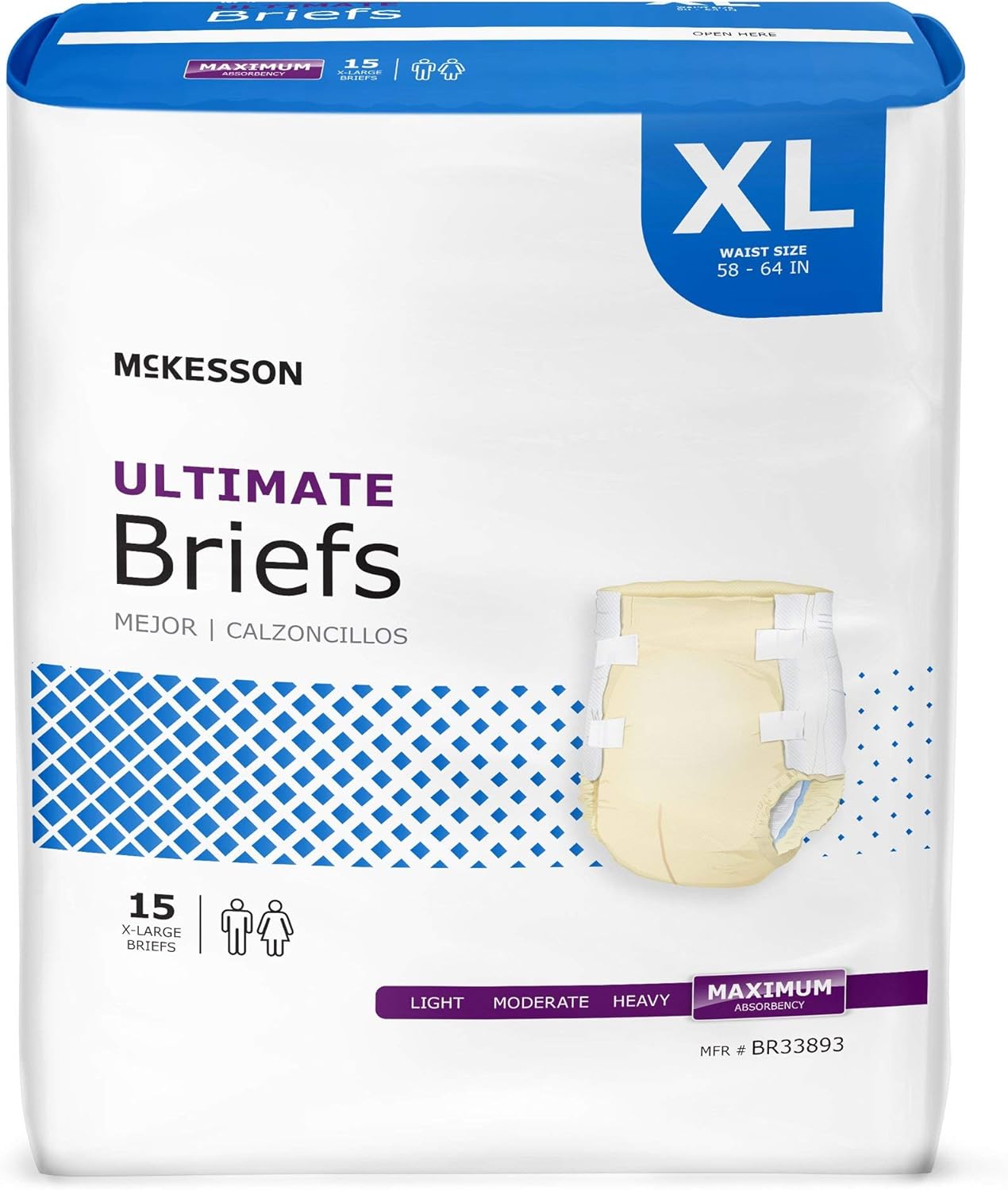McKesson XL Incontinence Briefs x 60: Ultimate Absorbency