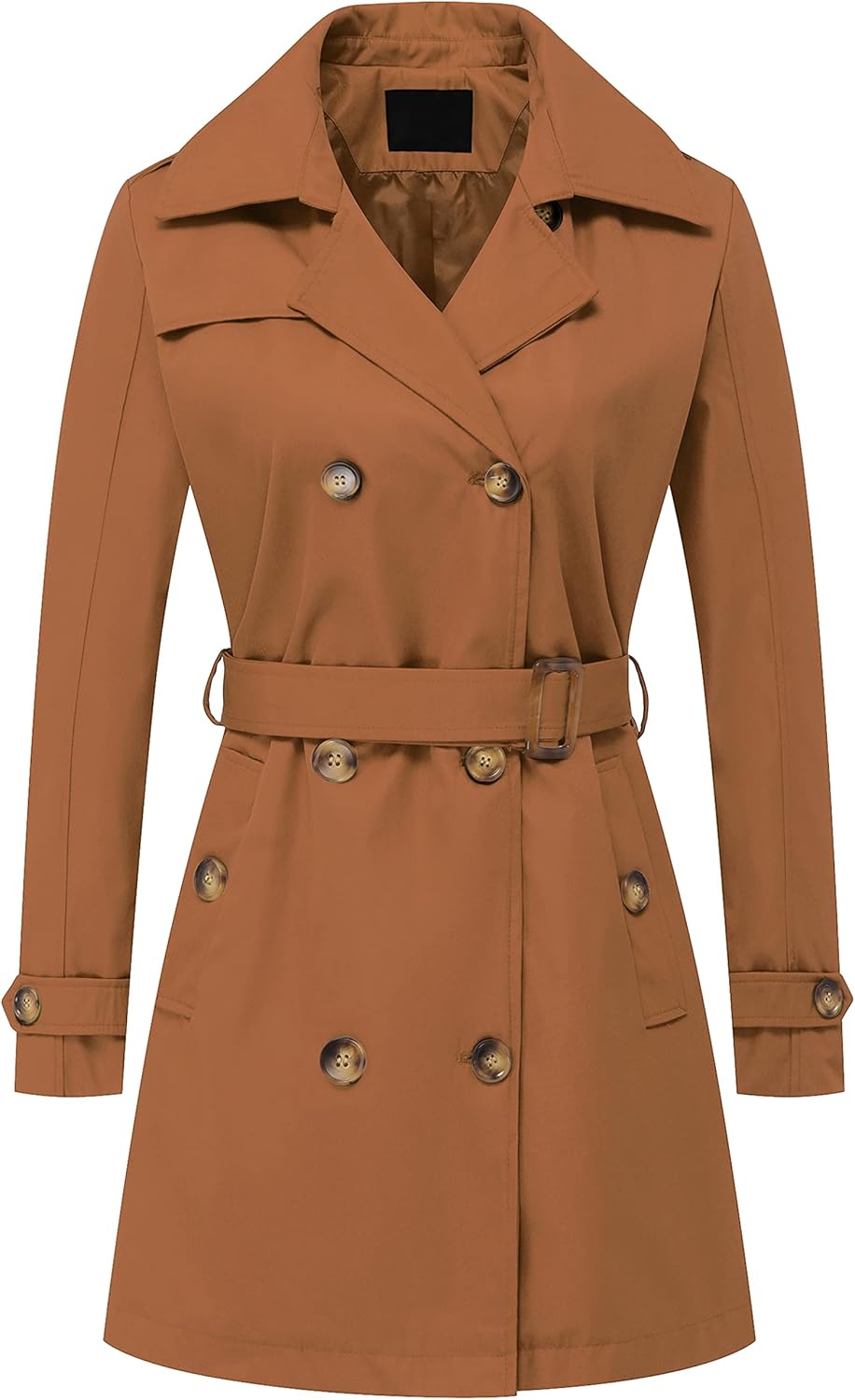 Chrisuno Women's Double Breasted Trench Coat with Detachable Hood