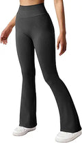 SUUKSESS Women Ribbed Seamless Flare Leggings for Yoga and Fitness