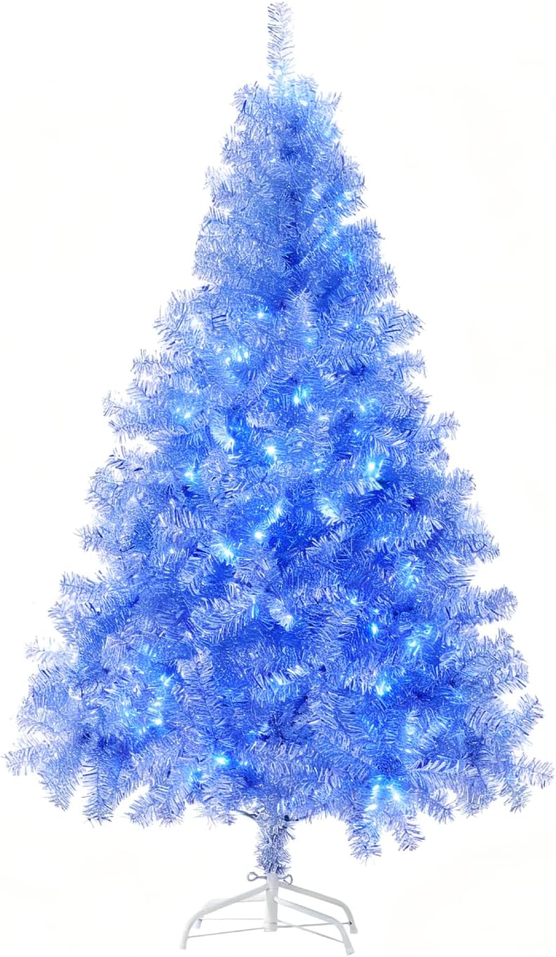5Ft Silver Artificial Christmas Tree with Lights for Holidays