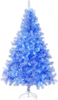 4Ft Silver Artificial Christmas Tree with Lights - Compact Douglas Fir