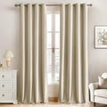 MIULEE 90 in Velvet Grommet Curtains Beige - Thermal Blackout Panels
