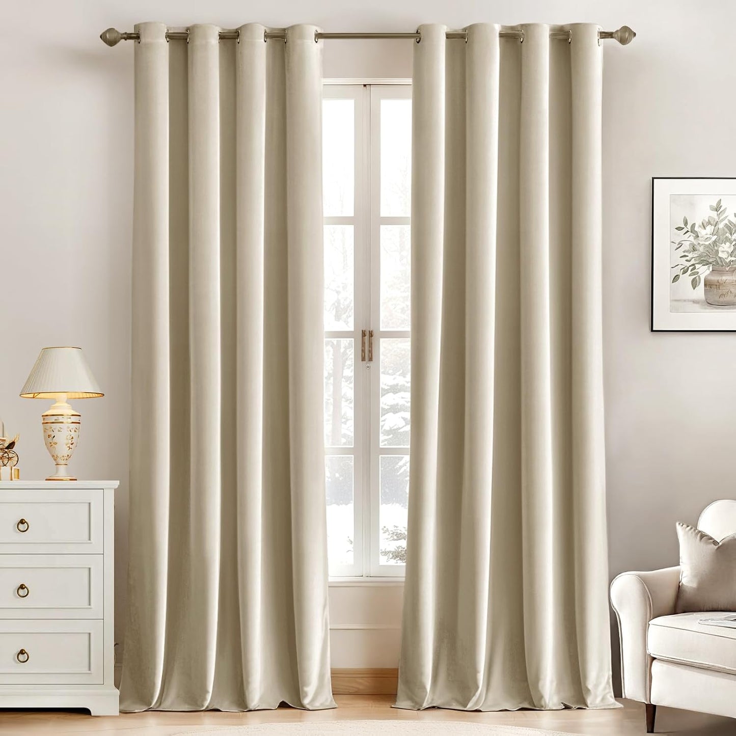 MIULEE Velvet Curtains 90 Inches Elegant Grommet Room Darkening