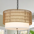 Farmhouse Chandeliers for Dining Room - 5-Light Rattan Boho Fixture