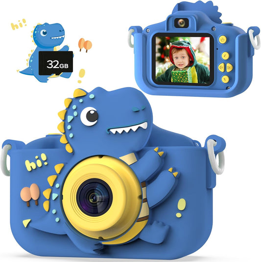 Dinosaur HD Selfie Camera for Kids 3-12, 32GB Card Included!