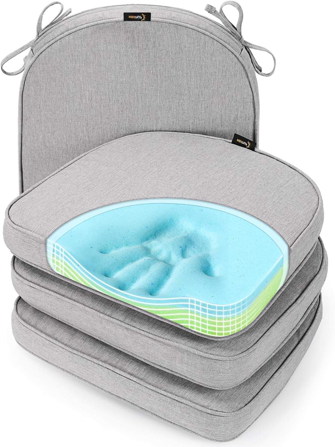 SUNROX Gel Memory Foam Chair Cushions for Indoor and Outdoor Use