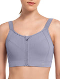 Yvette Adjustable Sports Bra High Impact Zip Front - Easy On/Off There