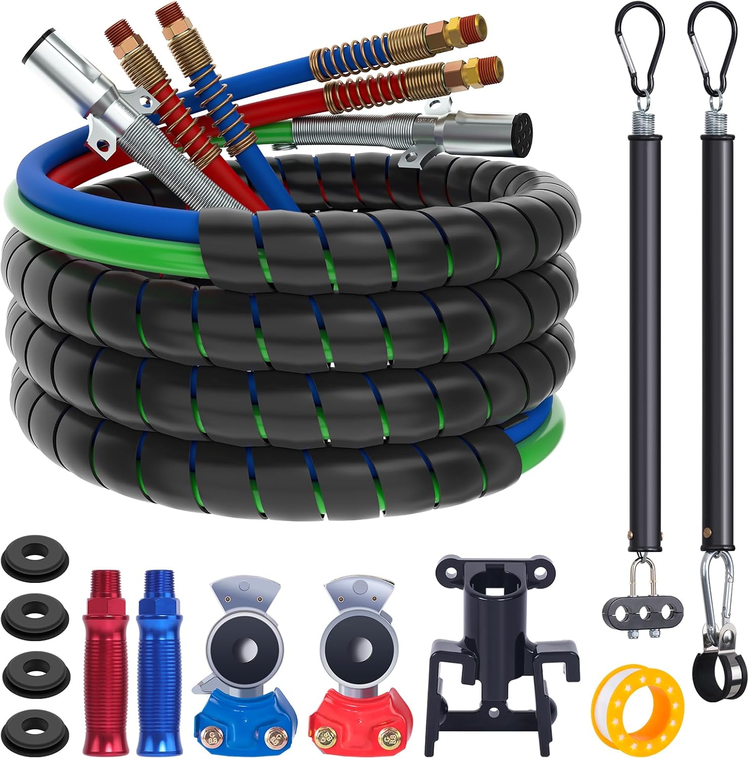 15FT Semi Truck Air Line Kit with Gladhand Holder and Springs