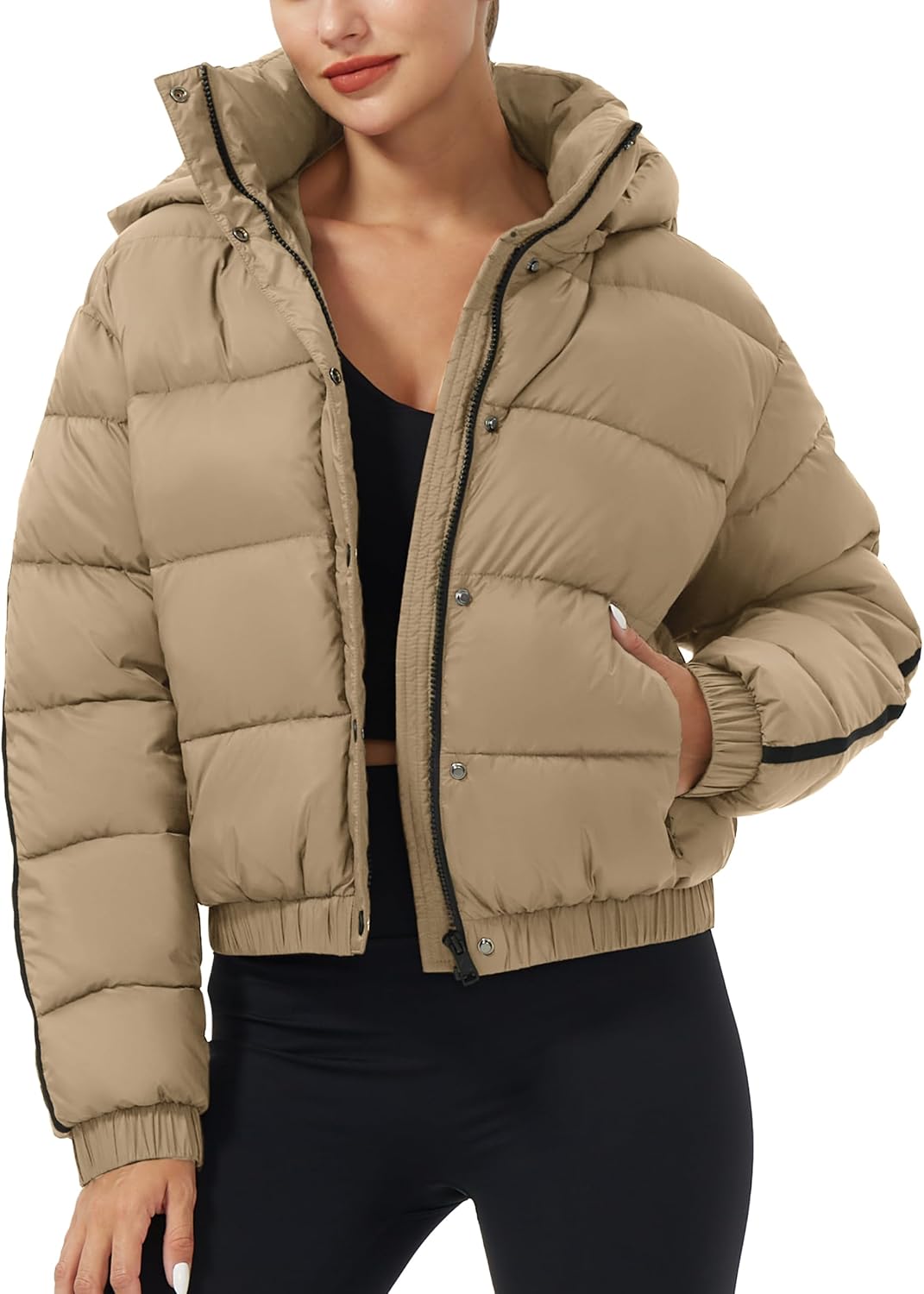 Pioneer Camp Women's Winter Cropped Puffer Jacket for Style