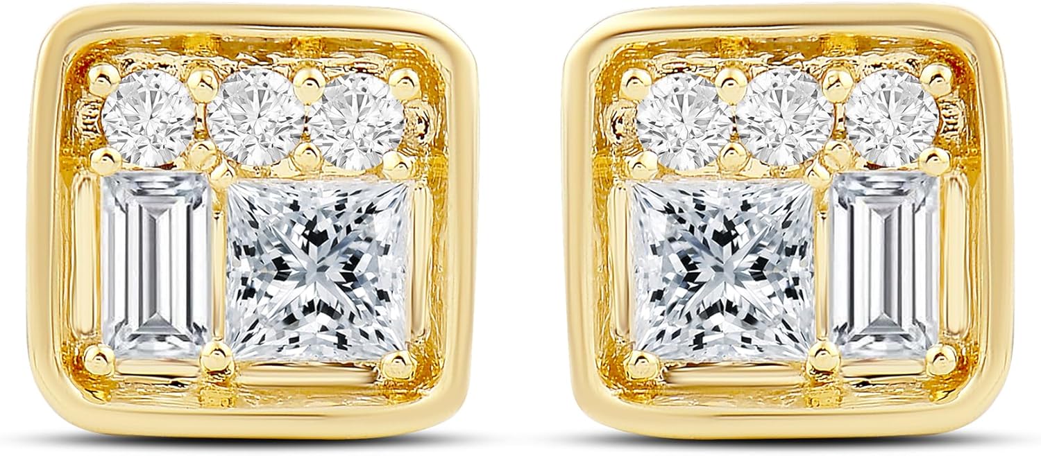 Stunning Yellow 10K Gold Diamond Stud Earrings for Elegance
