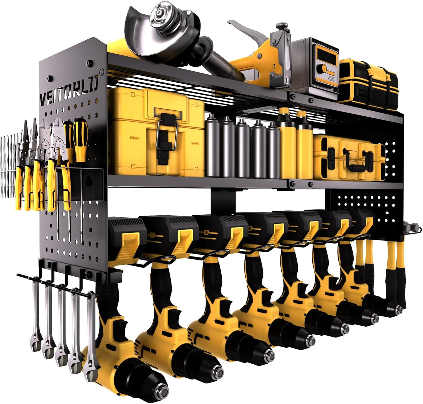 Large Power Tool Organizer Wall Mount for Garage Storage Needs
