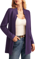 Long Sleeve Open Front Knit Cardigan Blazer - Chic MidThigh Layer