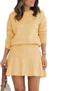 Tankaneo Womens Skirt 2 Piece Sweater Set - Soft Knit Pleated Mini
