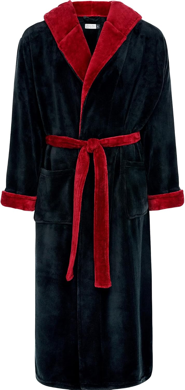 Plush Fleece Hooded Mens Bathrobe for Big and Tall Comfort