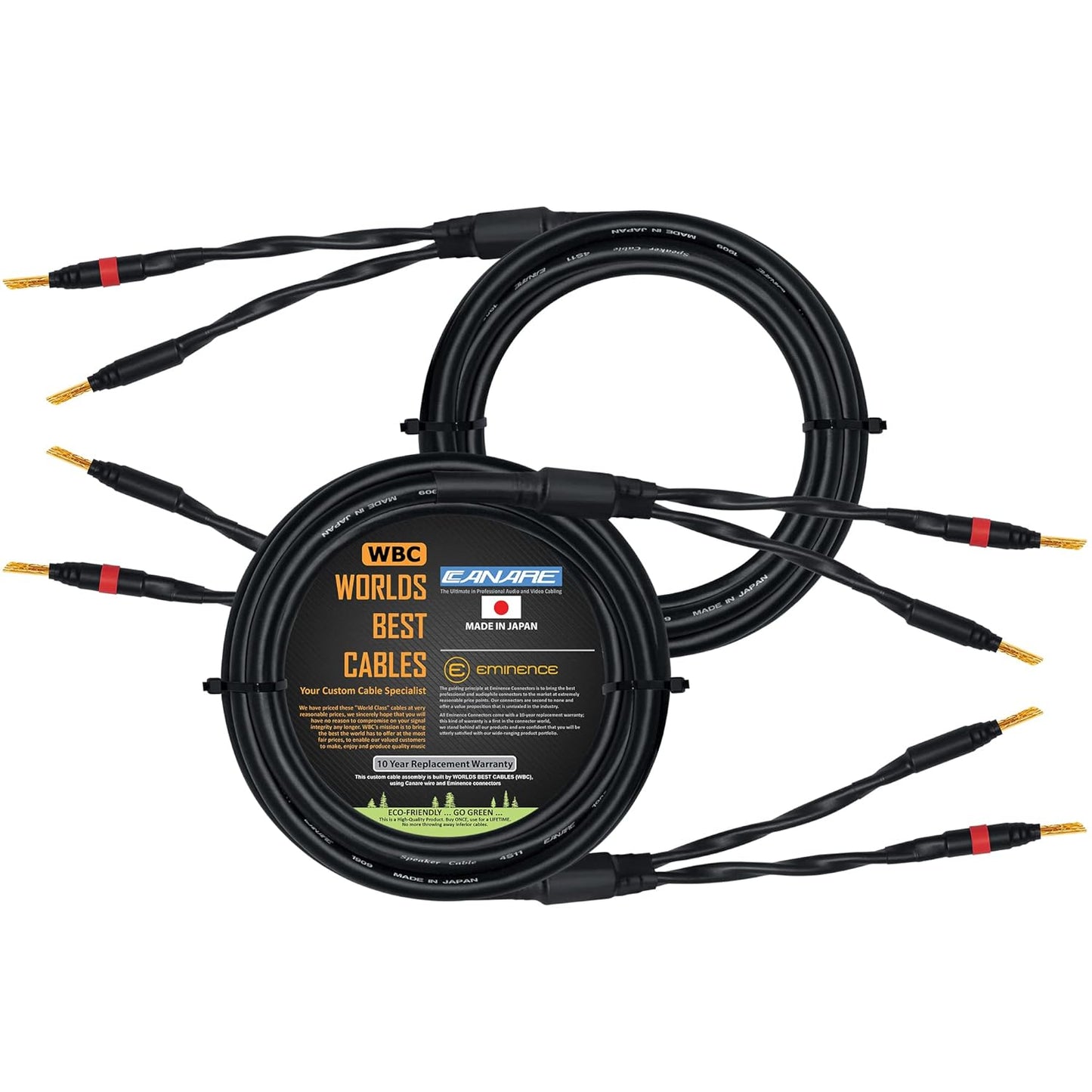 Canare 4S11 Audiophile Grade Speaker Cable with Banana Connectors