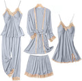Silk Pajama Sets for Women 5PCS Satin Sleepwear Set - Soft & Versatile