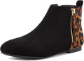 Womens Ankle Boots Flat Low Heel Zipper Booties - Narrow Fit