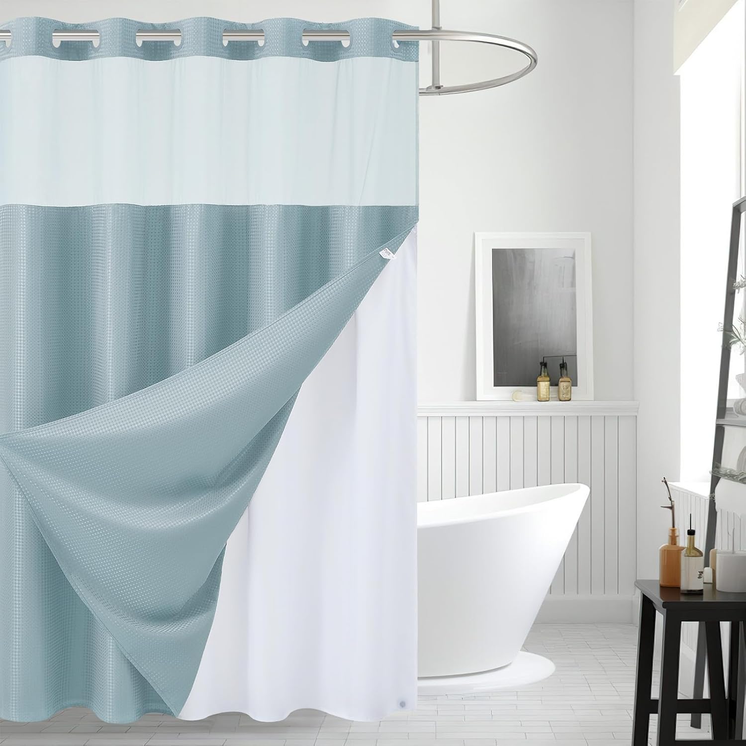 Heavy Duty 180GSM Shower Curtain with Magnetic Weighted Hem