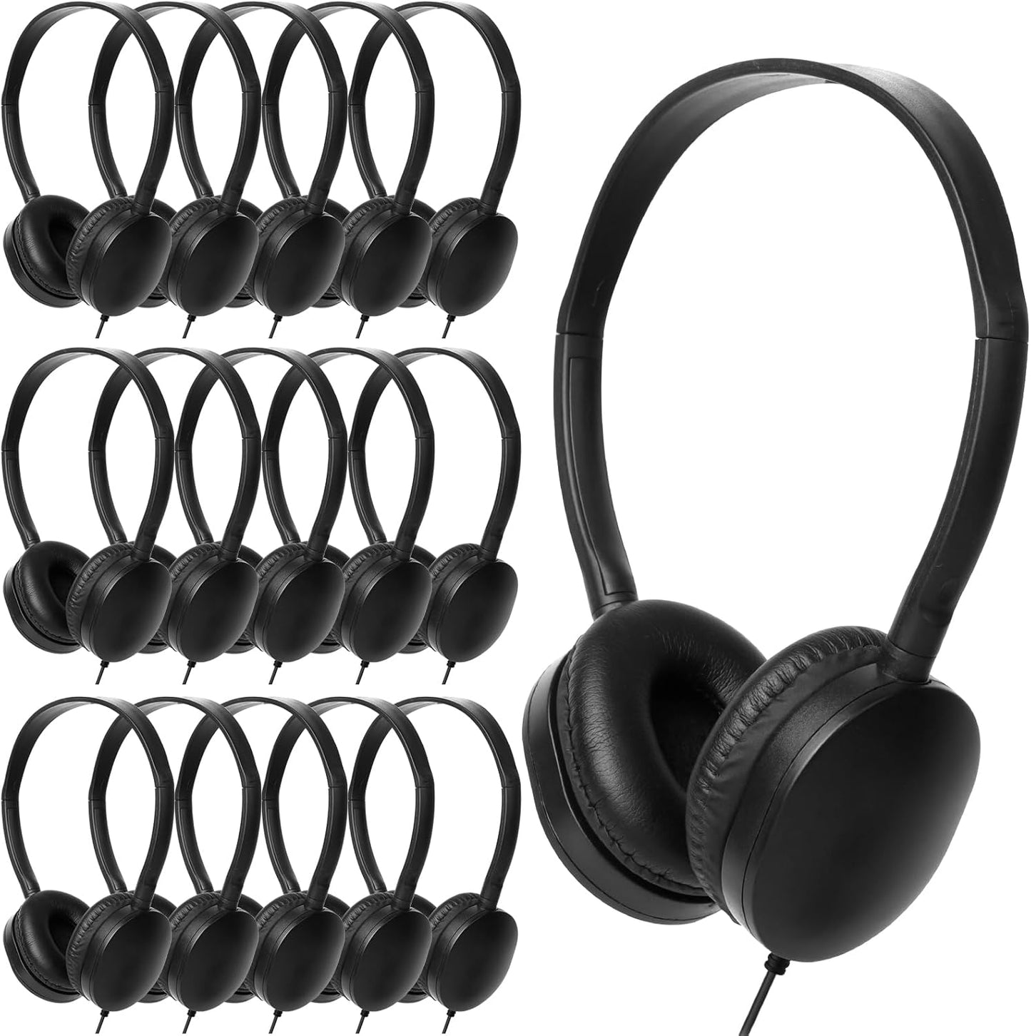 20 Pack Classroom Bulk Kids Headphones for School Use in Black
