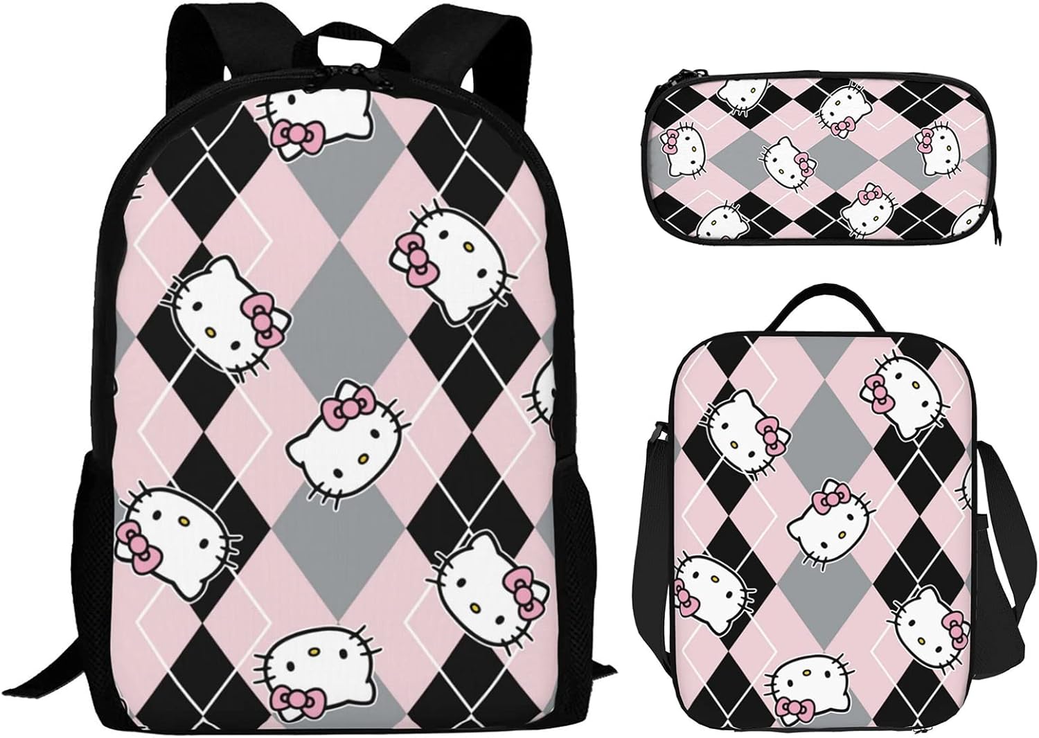 Cartoon Cute Cat Pattern Kids Backpacks Set for School Use