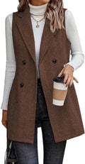 Long Vest Sleeveless Tweed Blazer for Women - Chic Work Layering