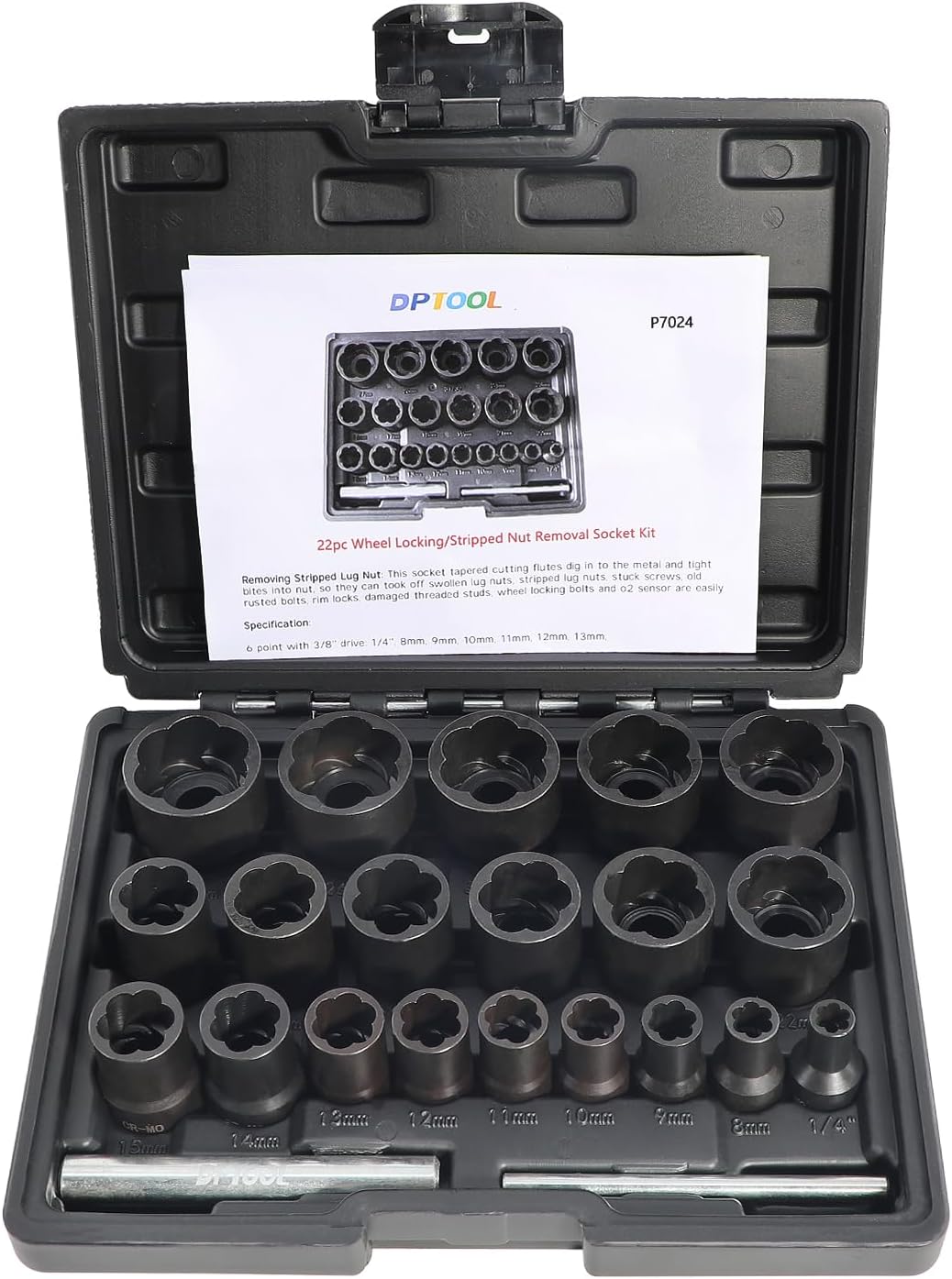 DPTOOL 22 Piece Bolt Nut Extractor Set for Damaged Nuts