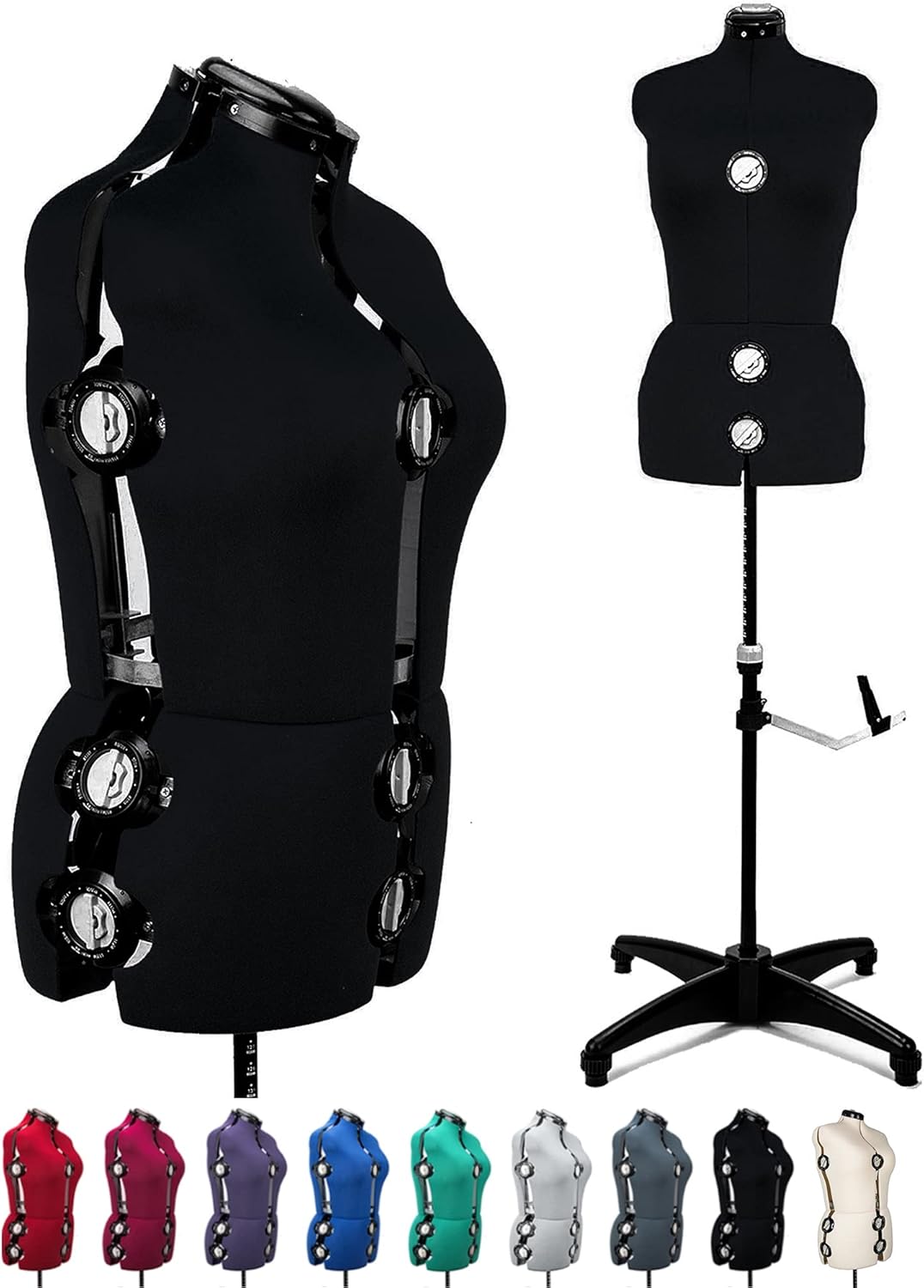 BHD BEAUTY Black Adjustable Mannequin Dress Form for Sewing