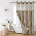 Boho Farmhouse Shower Curtain with Snap-in Fabric Liner - Water