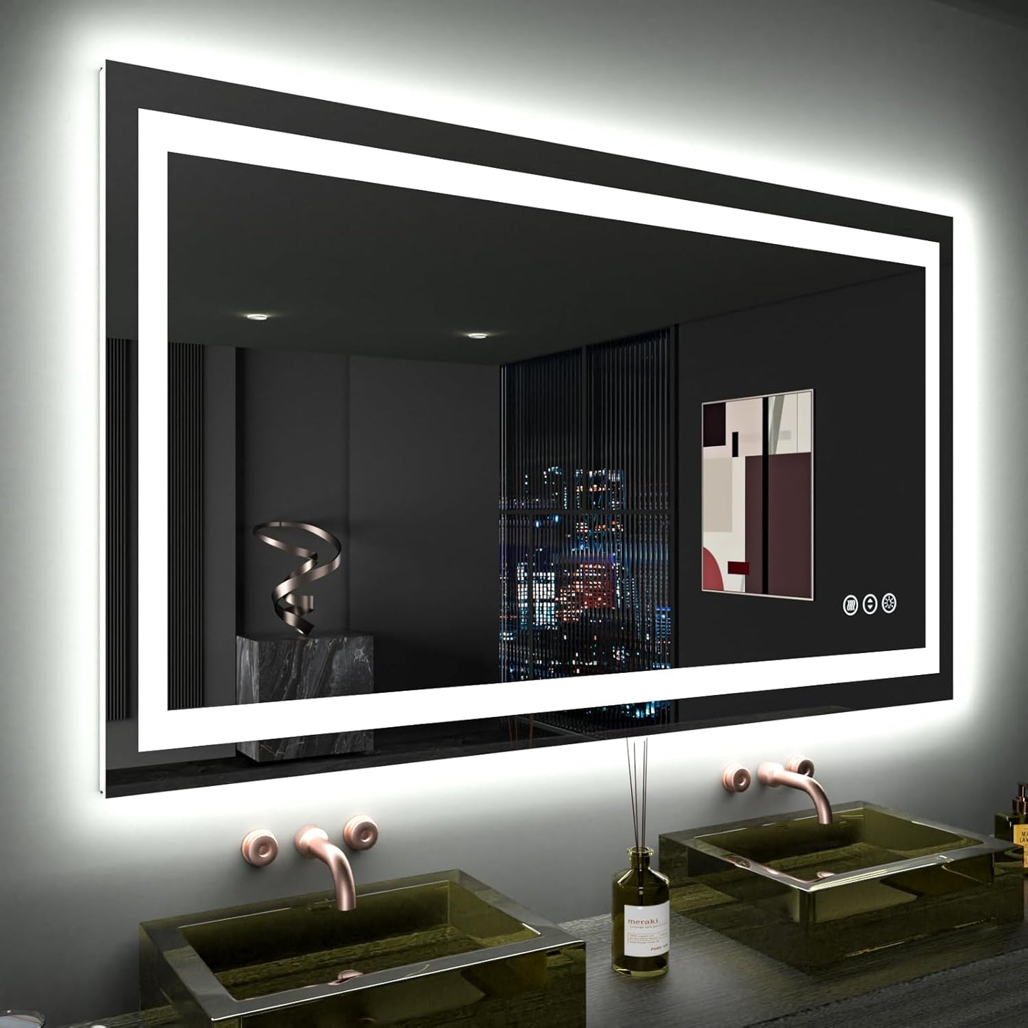 LOAAO 48X28 LED Bathroom Mirror with Lights and Anti-Fog Feature