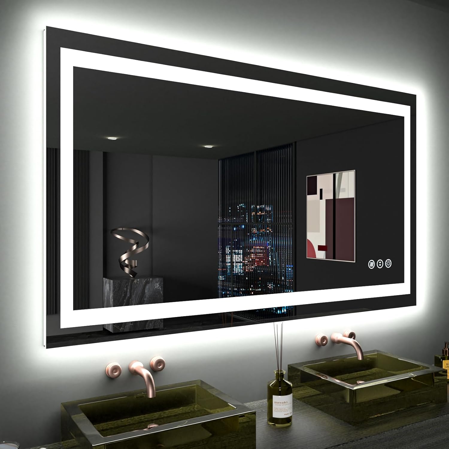 LOAAO 48X28 LED Bathroom Mirror with Lights and Anti-Fog Feature