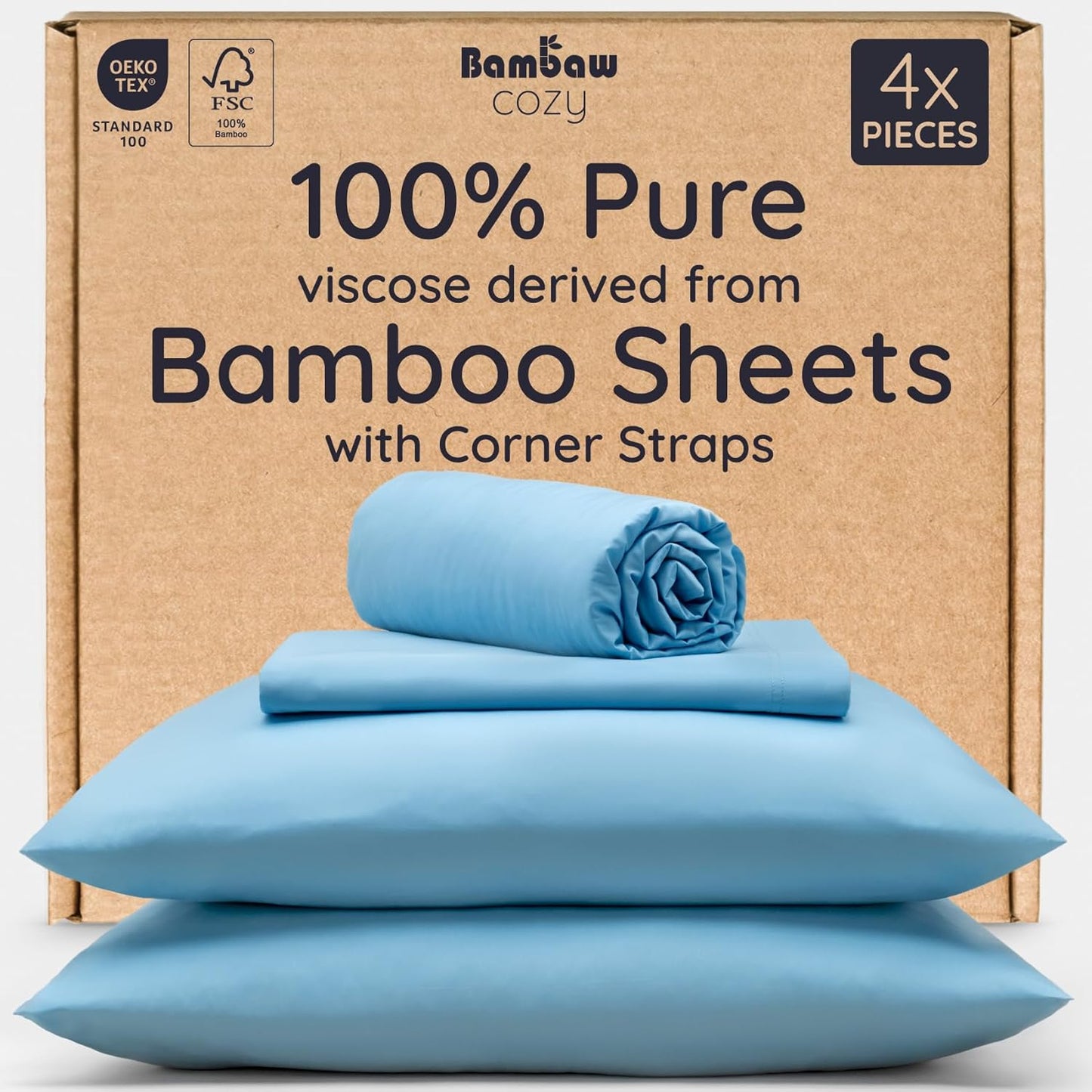 Bambaw King Size Sheets Set - 100% Viscose Bamboo Cooling Comfort